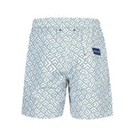 Olivgrüne Badeshorts mit Muster Hinteransicht Andrew&Cole