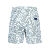 Olivgrüne Badeshorts mit Muster Hinteransicht Andrew&Cole