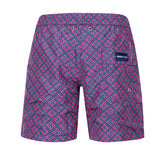 Blaue Badeshorts mit Muster Hinteransicht Andrew&Cole