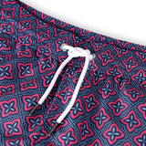 Blaue Badeshorts mit Muster Nahansicht Andrew&Cole