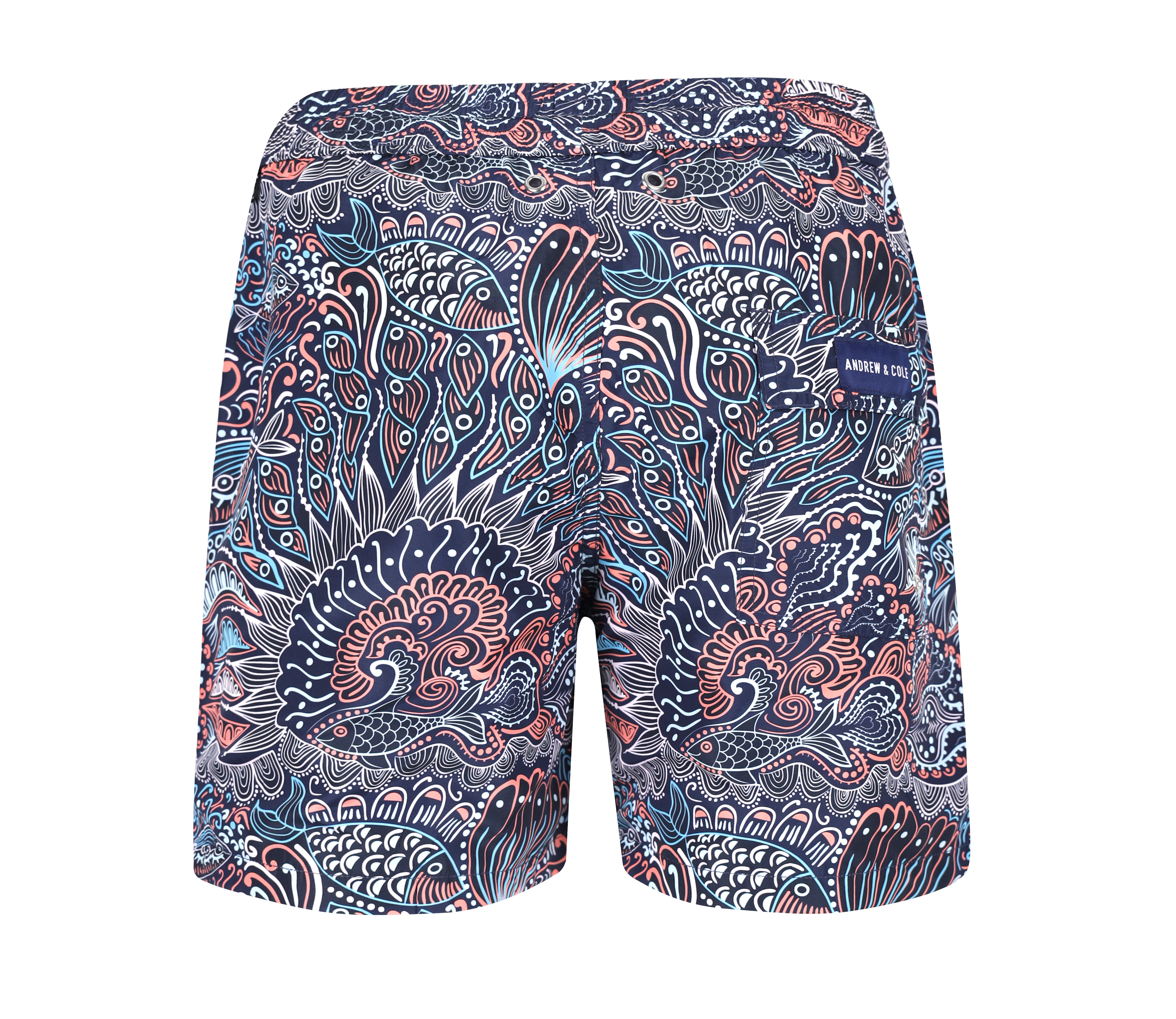 Badeshorts mit Paisley Hinteransicht Andrew&Cole