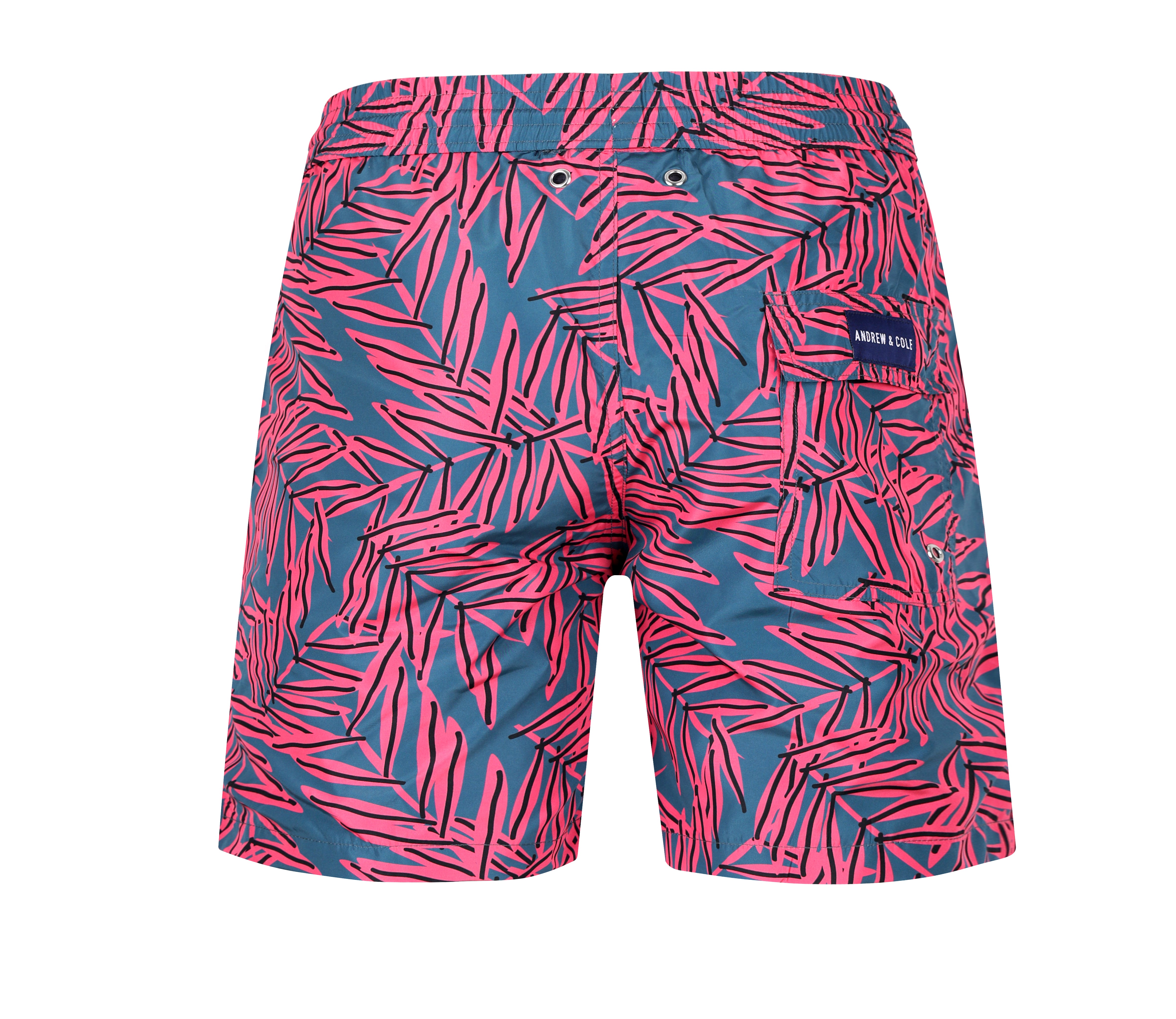 Badeshorts mit Palmenmuster Hinteransicht Andrew&Cole