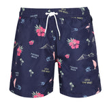 Dunkelblaue Badeshorts mit Muster Frontansicht Andrew&Cole